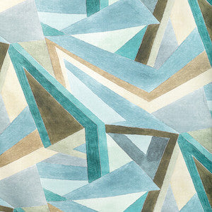 Lee Jofa Modern Fabric Roulade Print Aqua/Dune