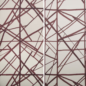 Lee Jofa Modern Wallpaper Channels Paper Plum/Oatmeal