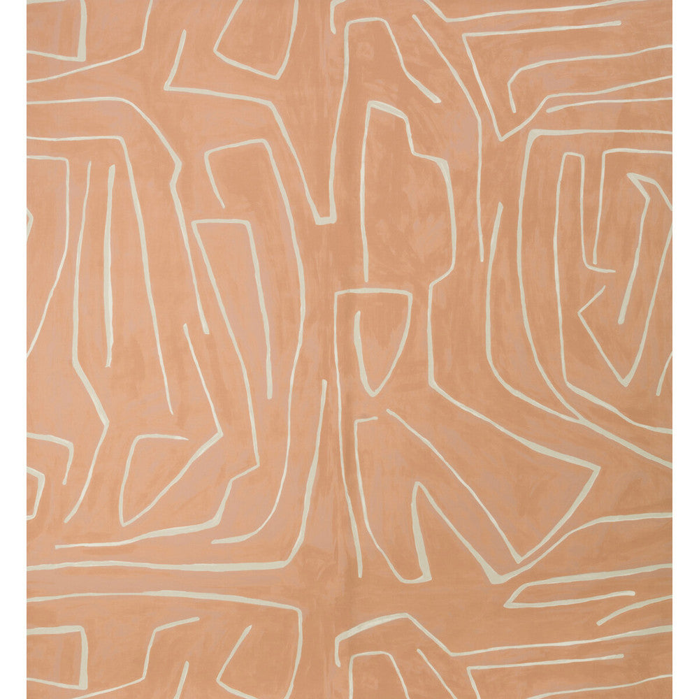 Graffito Salmon/Cream by Groundworks Designer Wallcovering KELLY WEARSTLER WALLPAPERS II PAPER - 100% United States Horizontal: 54 and Vertical: 54 54 - Swanky Fabrics -
