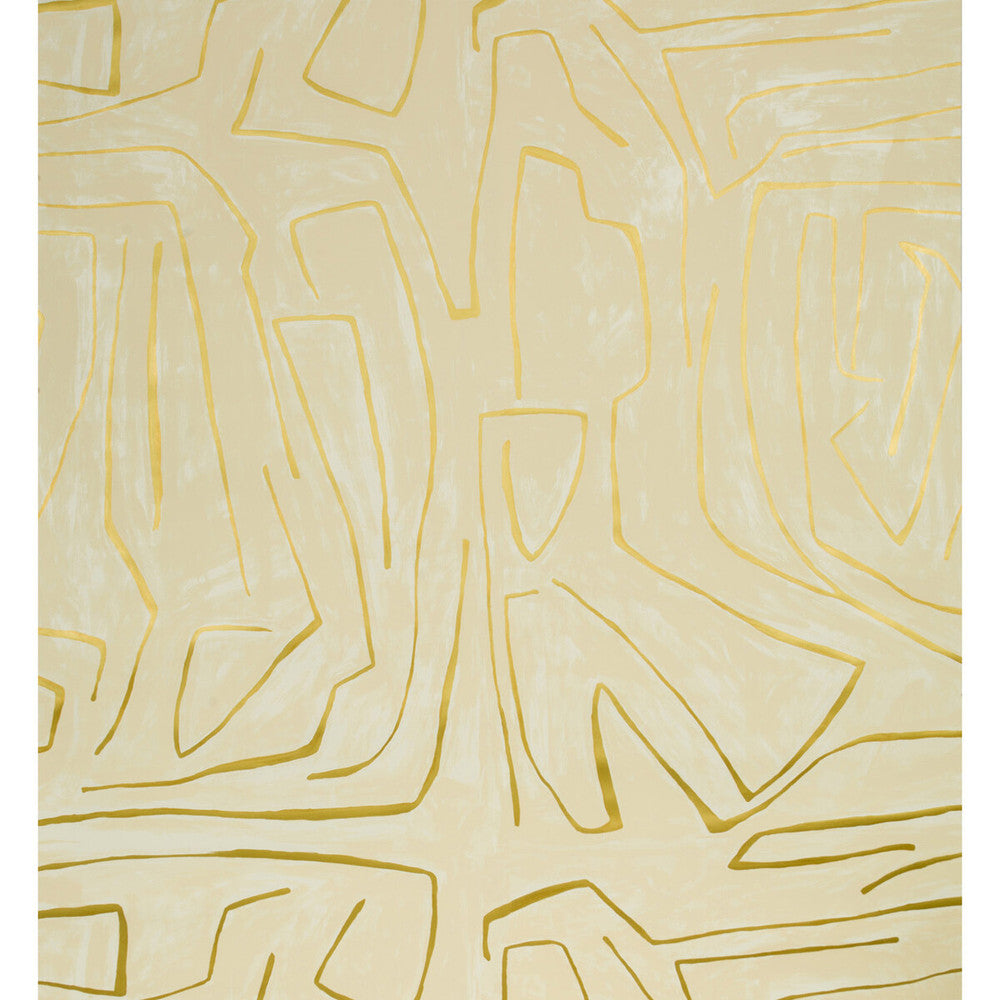 Graffito Ivory/Gold by Groundworks Designer Wallcovering KELLY WEARSTLER WALLPAPERS II PAPER - 100% United States Horizontal: 54 and Vertical: 54 54 - Swanky Fabrics -