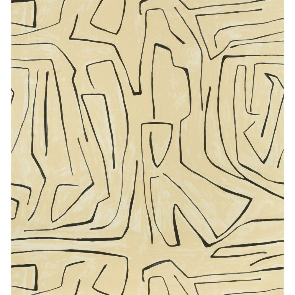 Graffito Linen/Onyx by Groundworks Designer Wallcovering KELLY WEARSTLER WALLPAPERS II PAPER - 100% United States - Horizontal: 54 and Vertical: 54 54 - Swanky Fabrics -