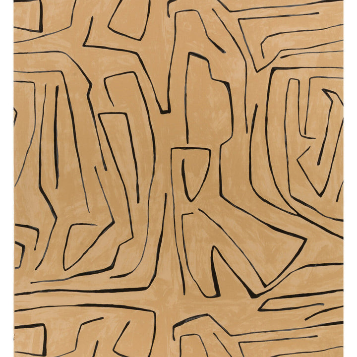 Graffito Sand/Black by Groundworks Designer Wallcovering KELLY WEARSTLER WALLPAPERS II PAPER - 100% United States Horizontal: 54 and Vertical: 54 54 - Swanky Fabrics -