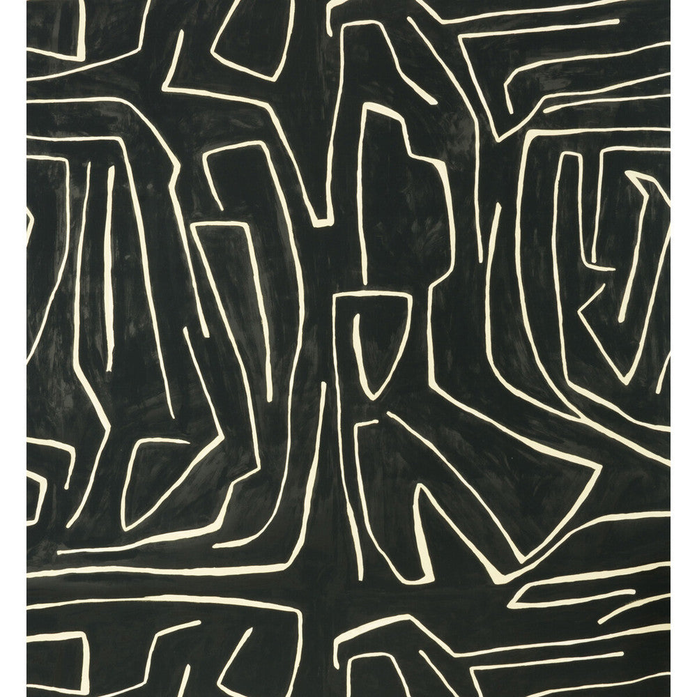 Graffito Onyx/Beige by Groundworks Designer Wallcovering KELLY WEARSTLER WALLPAPERS II PAPER - 100% United States Horizontal: 54 and Vertical: 54 54 - Swanky Fabrics -