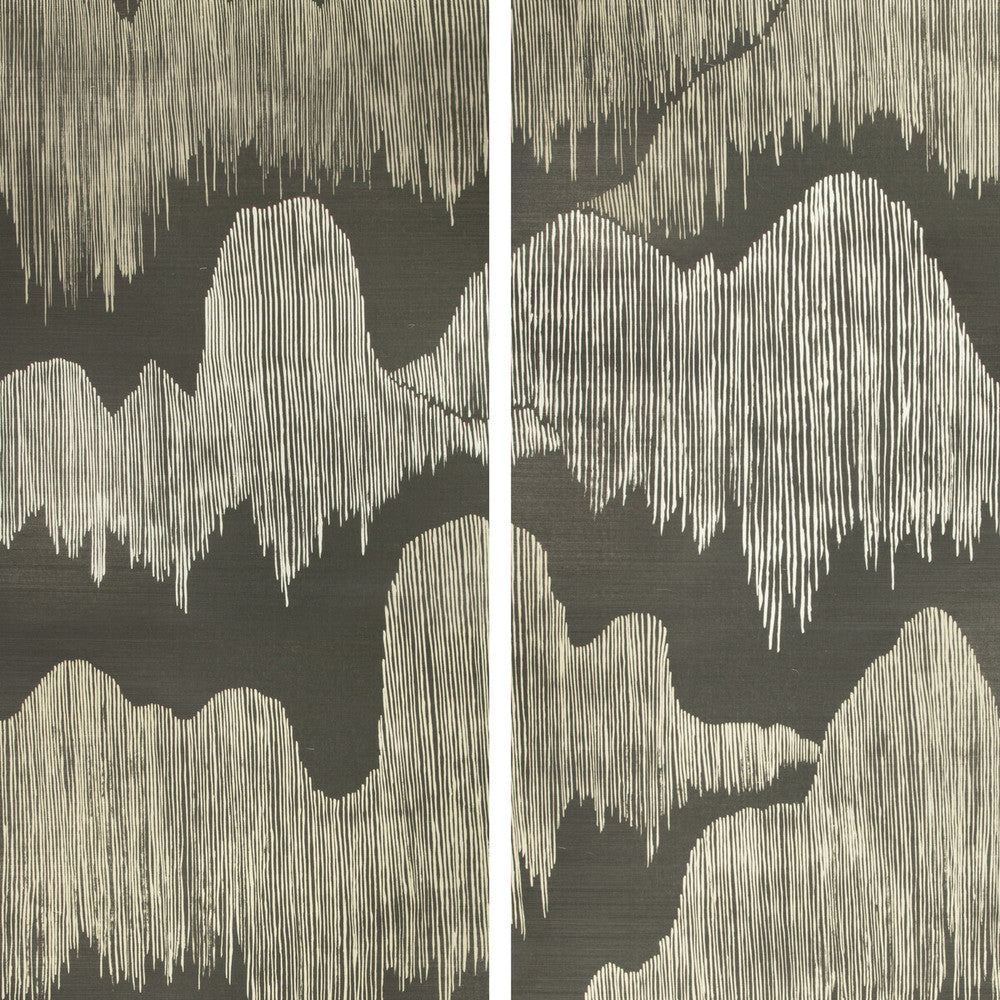 Cascadia Paper Noir by Groundworks Designer Wallcovering KELLY WEARSTLER WALLPAPERS IV JUTE - 90%;COTTON - 10% Italy Horizontal: 68.5 and Vertical: 90.55 68.5 - Swanky Fabrics -
