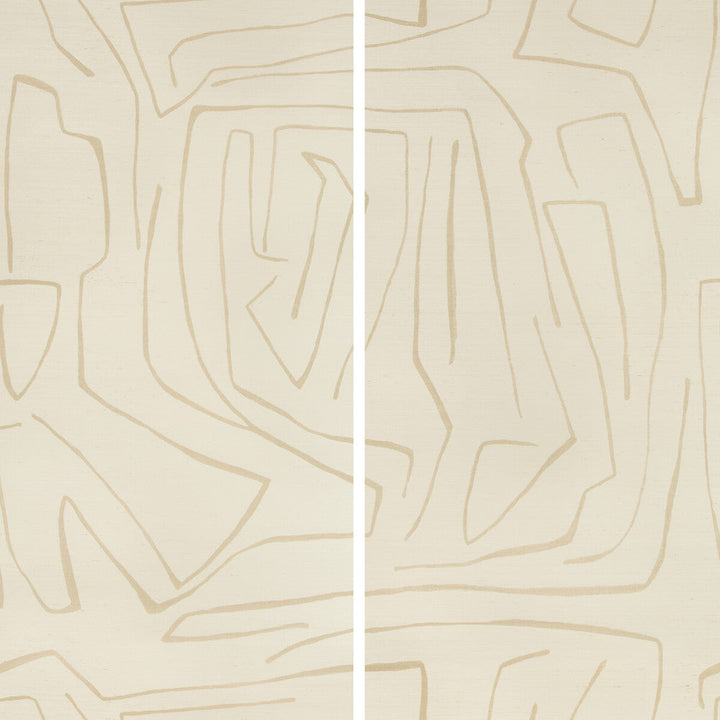 Graffito Ii Parchment by Groundworks Designer Wallcovering KELLY WEARSTLER WALLPAPERS IV JUTE - 100% United States - Horizontal: 62 and Vertical: 62 62 - Swanky Fabrics -