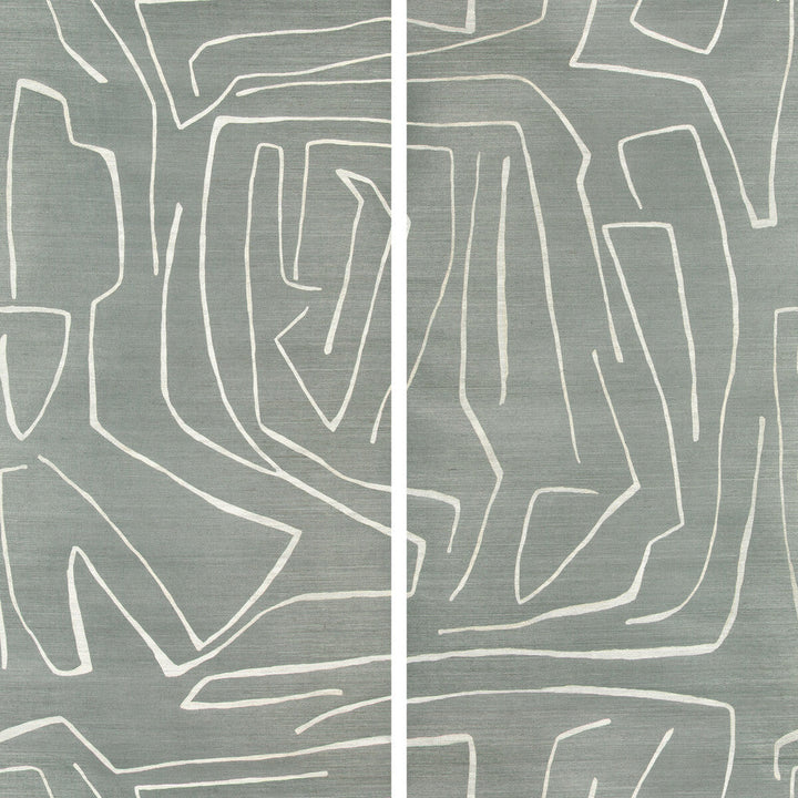 Graffito Ii Denim by Groundworks Designer Wallcovering KELLY WEARSTLER WALLPAPERS IV JUTE - 100% United States Horizontal: 62 and Vertical: 62 62 - Swanky Fabrics -