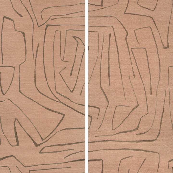 Graffito Ii Rosa by Groundworks Designer Wallcovering KELLY WEARSTLER WALLPAPERS IV JUTE - 100% United States Horizontal: 62 and Vertical: 62 62 - Swanky Fabrics -