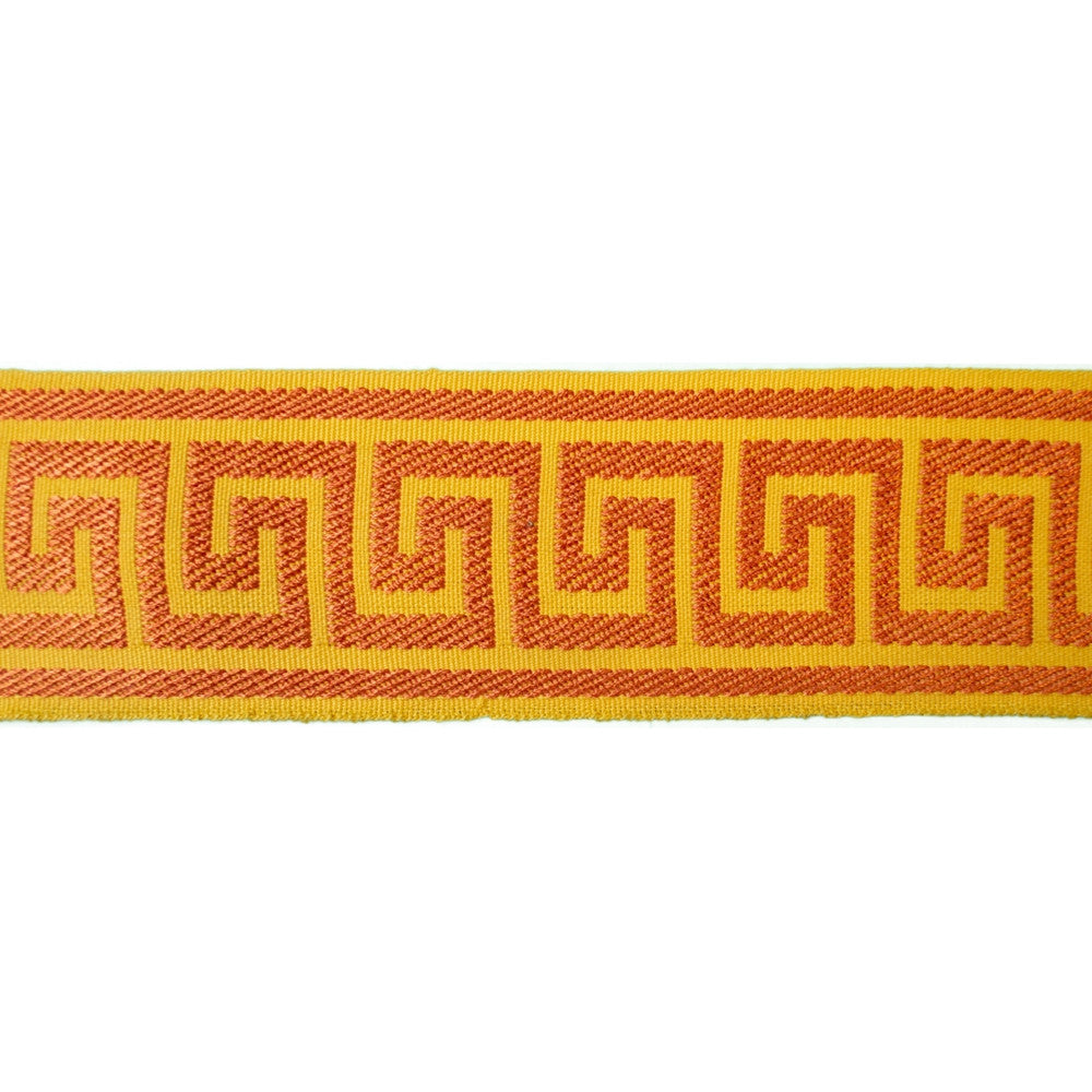 Greek Key Mandarin by Europatex Designer Fabric Tapes Decor 100% Polyester 1.40 inches - Swanky Fabrics -