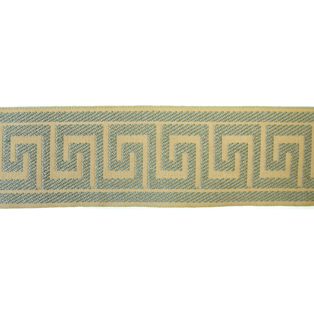 Greek Key Mist by Europatex Designer Fabric Tapes Decor 100% Polyester 2.50 inches - Swanky Fabrics -