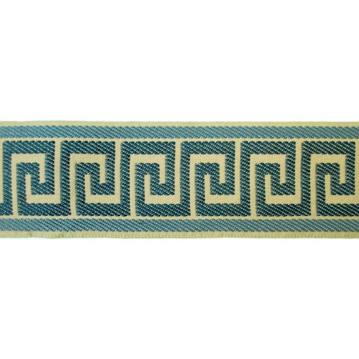 Greek Key - Navy by Europatex Designer Fabric Tapes Decor 100% Polyester China See Sample Horizontal: N/A and Vertical: N/A 2.50 inches  - Swanky Fabrics -