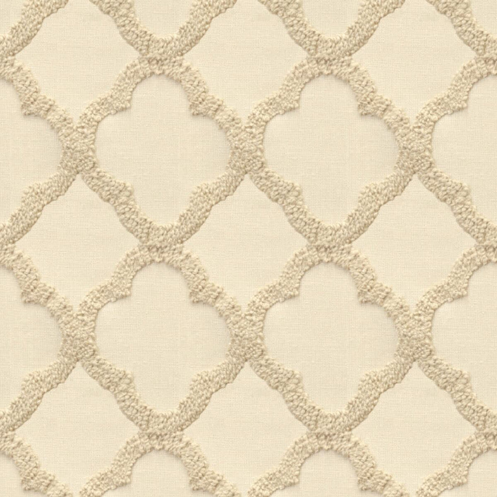 Harrison 1 Hemp by Stout Designer Fabric COLOR MY WINDOW EMBROIDERY/SNOW 100%POL %PEMB INDIA Horizontal: 4.375 and Vertical: 4.875 51.5 in - Swanky Fabrics -