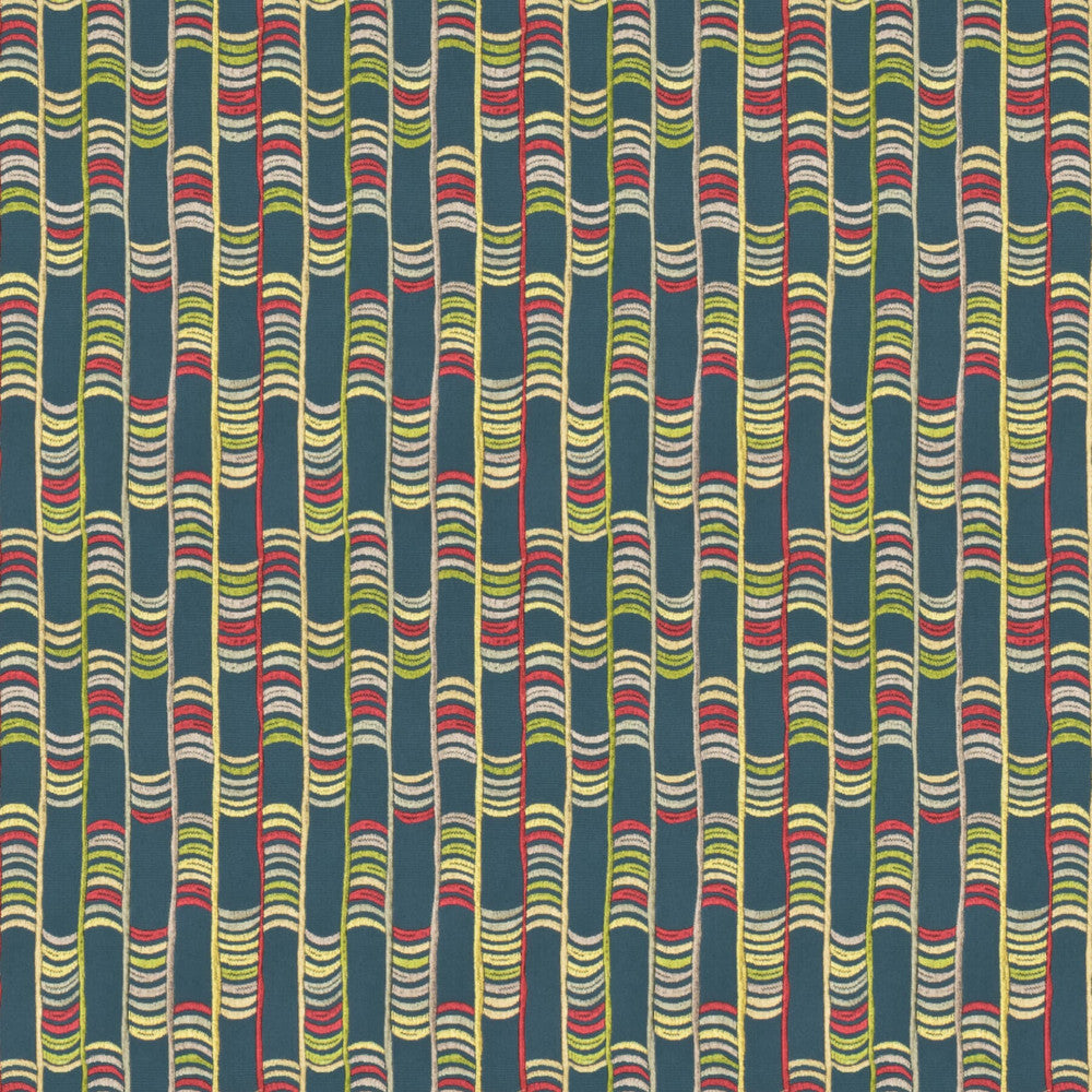 Hitherto 1 Festival by Stout Designer Fabric Rainbow Library Lake/Indigo 100% Cotton Embroidery INDIA Horizontal: 12.875 and Vertical: 6.375 51.87 in - Swanky Fabrics -