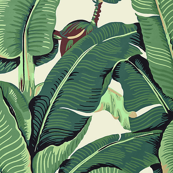 Hinson Palm - Cotton Print/Green Hn 000142010 by Hinson Designer Fabric HINSON ICONS                                                           100% COTTON ITALY MEDIUM DUTY Horizontal: 38.5" and Vertical: 53.5" 53.5"  - Swanky Fabrics -