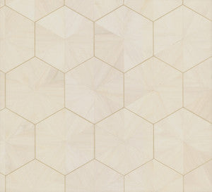 Ronald Redding Wallpaper Hexagram Wood Veneer Ivory