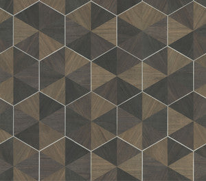 Ronald Redding Wallpaper Hexagram Wood Veneer Smoke