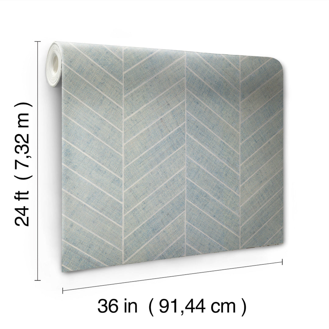 Atelier Herringbone Lagoon Wallpaper by Ronald Redding Designer