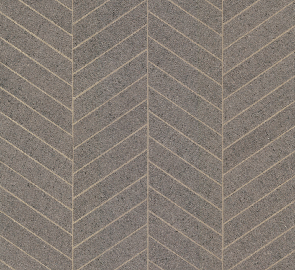 Atelier Herringbone Natural Grey Wallpaper by Ronald Redding Designer Grasscloth & Natural Resource Covers about 72 square feet 36-in by 24-ft long roll Unpasted 0 - Swanky Fabrics -