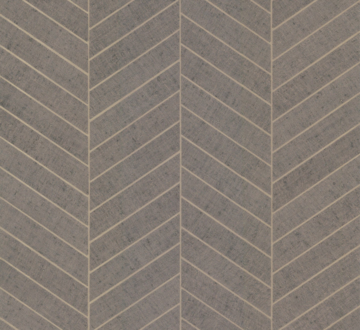 Atelier Herringbone Natural Grey Wallpaper by Ronald Redding Designer Grasscloth & Natural Resource Covers about 72 square feet 36-in by 24-ft long roll Unpasted 0 - Swanky Fabrics -