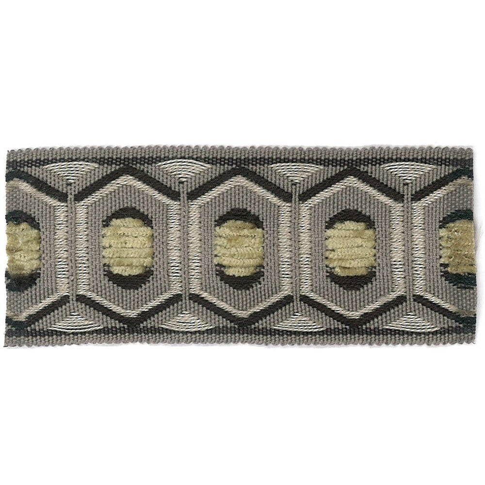 Honeycomb 1 Fog by Stout Designer Trim ACCENTS TAPES & BORDERS 74%SVI 26%POL CHINA Horizontal: 0.875 and Vertical: 0 1.75 in - Swanky Fabrics -