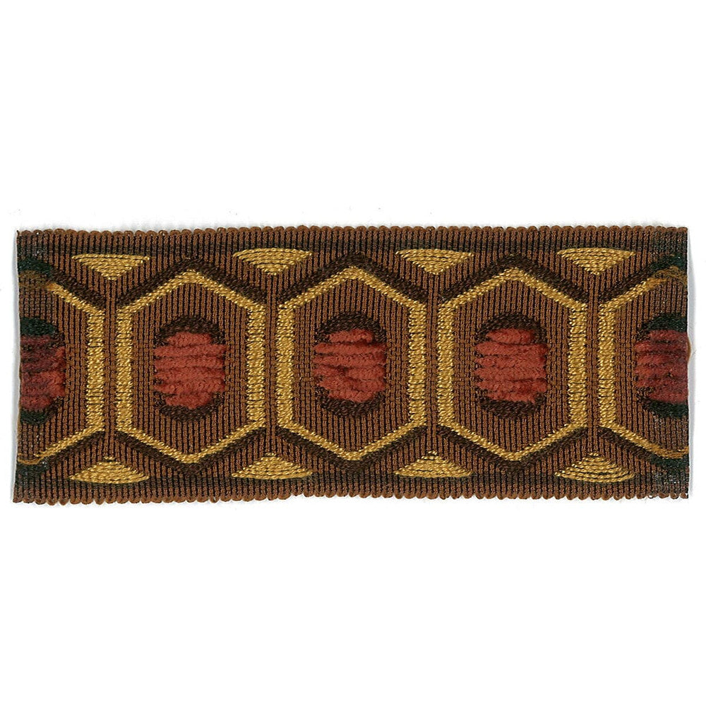 Honeycomb 3 Saddle by Stout Designer Trim ACCENTS TAPES & BORDERS 74%SVI 26%POL CHINA Horizontal: 0.875 and Vertical: 0.000 1.75 in - Swanky Fabrics -