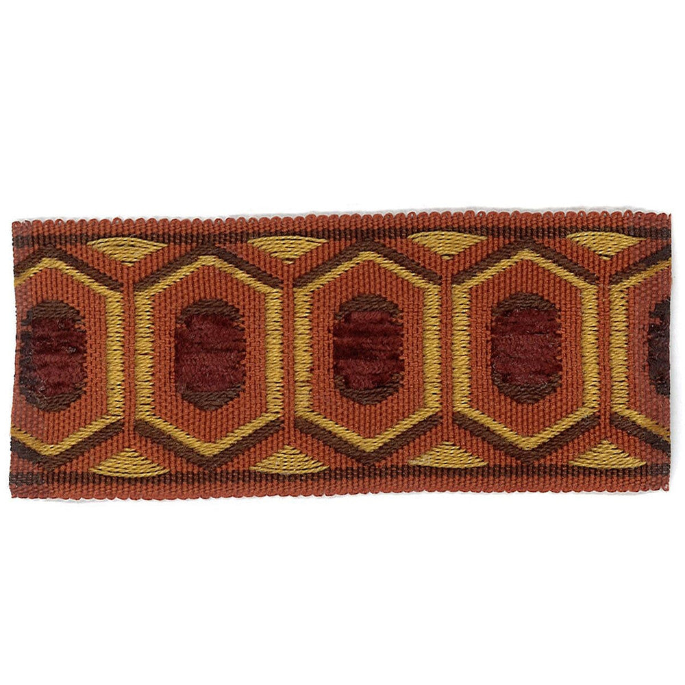Honeycomb 5 Russet by Stout Trim Stout Trim Honeycomb 5 RussetTrim ACCENTS TAPES & BORDERS 74%SVI 26%POL CHINA </p><p>Repeat: H: 0.875, V: 0.000 1.75 in - Fabric Carolina -