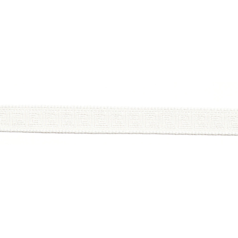 Hellenic Key Jacquard Tape White by Europatex Designer Fabric Hellenic 76% Fibranne, 24% Rayon 0.56 inches - Swanky Fabrics -
