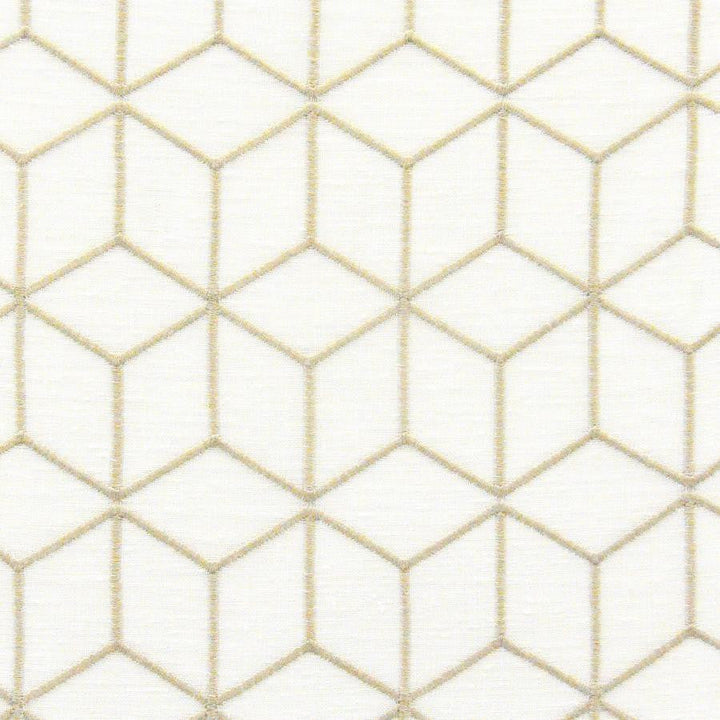Ithaca # 535 Buff by Maxwell Designer Fabric Sheer Paths 100% POLYESTER TURKEY V-6.5" H-3.25" 118" EMB. WIDTH 107" - Swanky Fabrics -