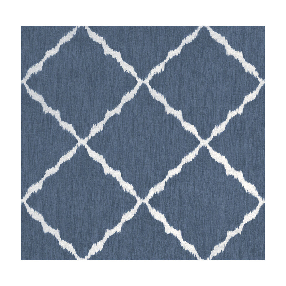 Ikat Strie Indigo by Kravet Basics Designer Fabric SARAH RICHARDSON HARMONY COTTON - 100% India MEDIUM Horizontal: 9 and Vertical: 9 54 - Swanky Fabrics -