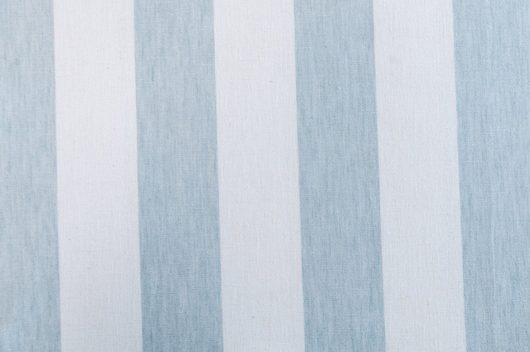 Matera Stripe Lake by Roth & Tompkins Fabric - 40% Polyester, 35% Cotton, 25% Linen - India - 100,000 - H: 4.125" - 54" - Fabric Carolina -