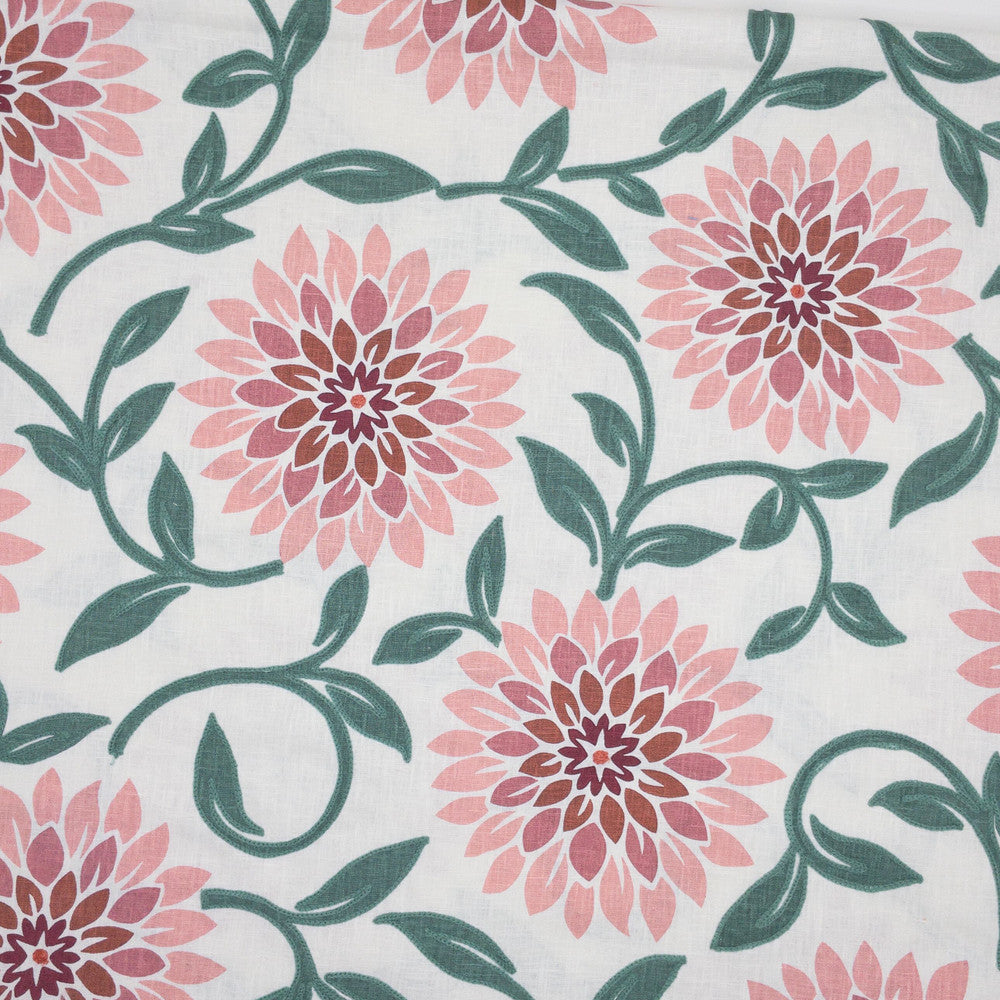 Jeanette 1 Flamingo by Stout Designer Fabric COMFORTABLE LIVING QUARTZ/TILE 70%COT 25%POL 5%LIN %BEMB INDIA Horizontal: 27.000 and Vertical: 27.000 54 in - Swanky Fabrics -