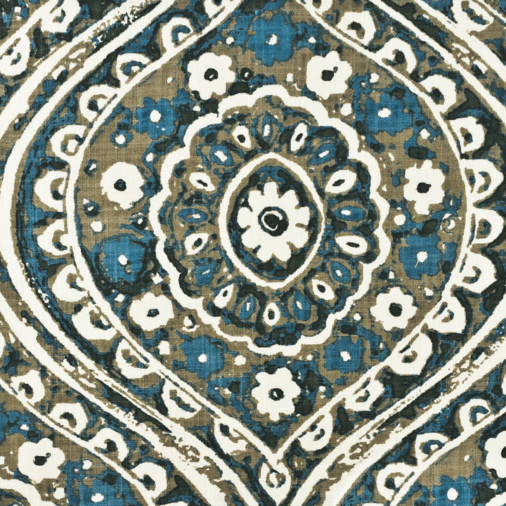 Jenga 1 Harbor by Aoc Designer Fabric COMFORTABLE LIVING BREEZE/INDIGO 100%COT INDIA </p><p>Repeat: 17.625 53 in - Swanky Fabrics -