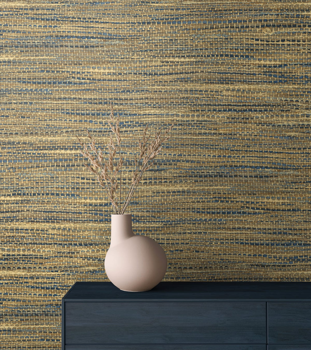 Rina Honey & Navy JP10325 by Seabrook Designs Designer Wallpaper
