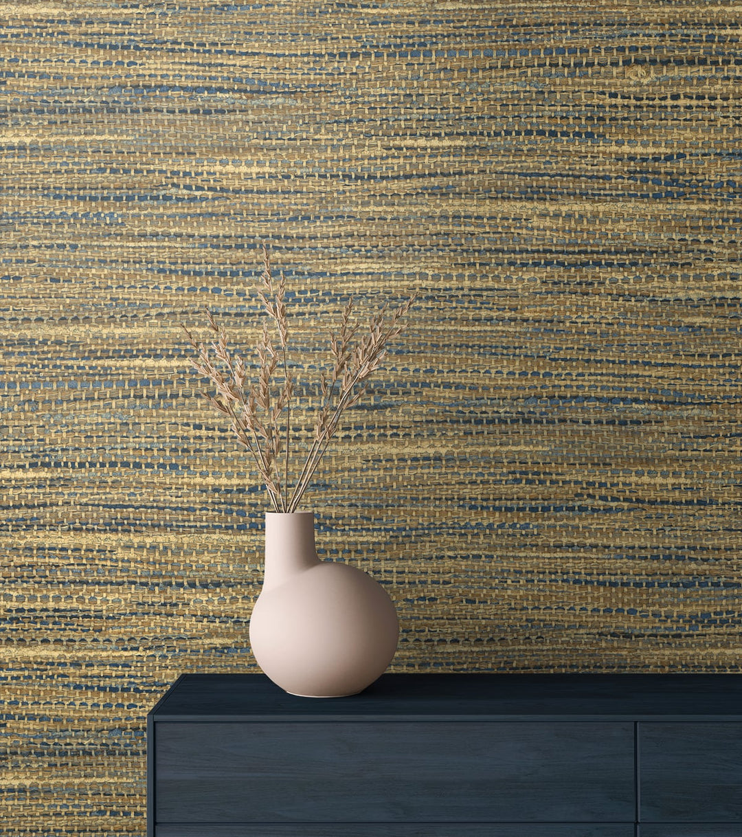Rina Honey & Navy JP10325 by Seabrook Designs Designer Wallpaper