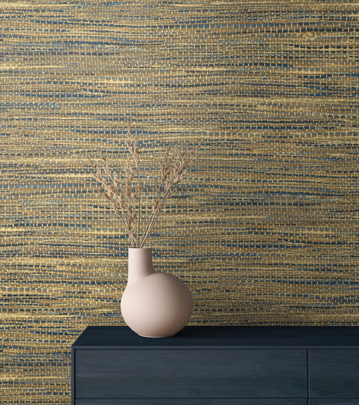 Rina Honey & Navy JP10325 by Seabrook Designs Designer Wallpaper
