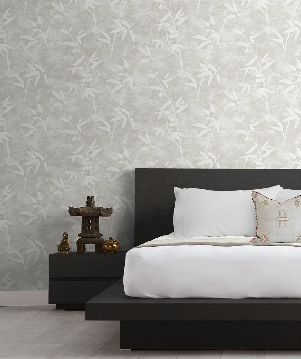 Honshu Bamboo Henon Gray JP10908 by Seabrook Designs Designer Wallpaper