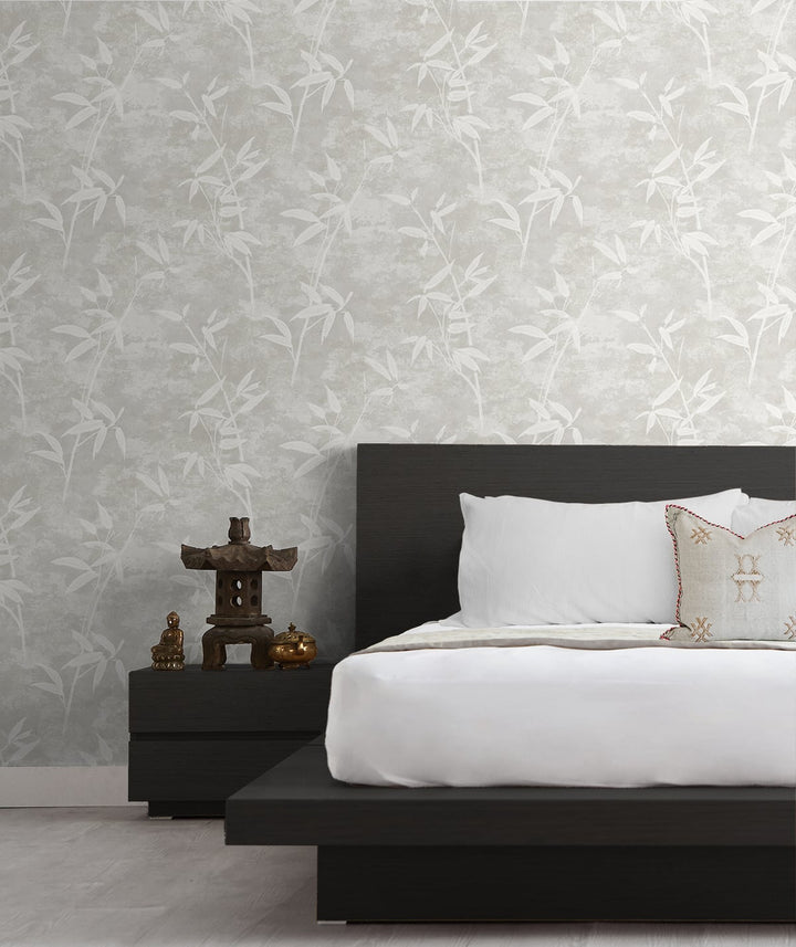 Honshu Bamboo Henon Gray JP10908 by Seabrook Designs Designer Wallpaper