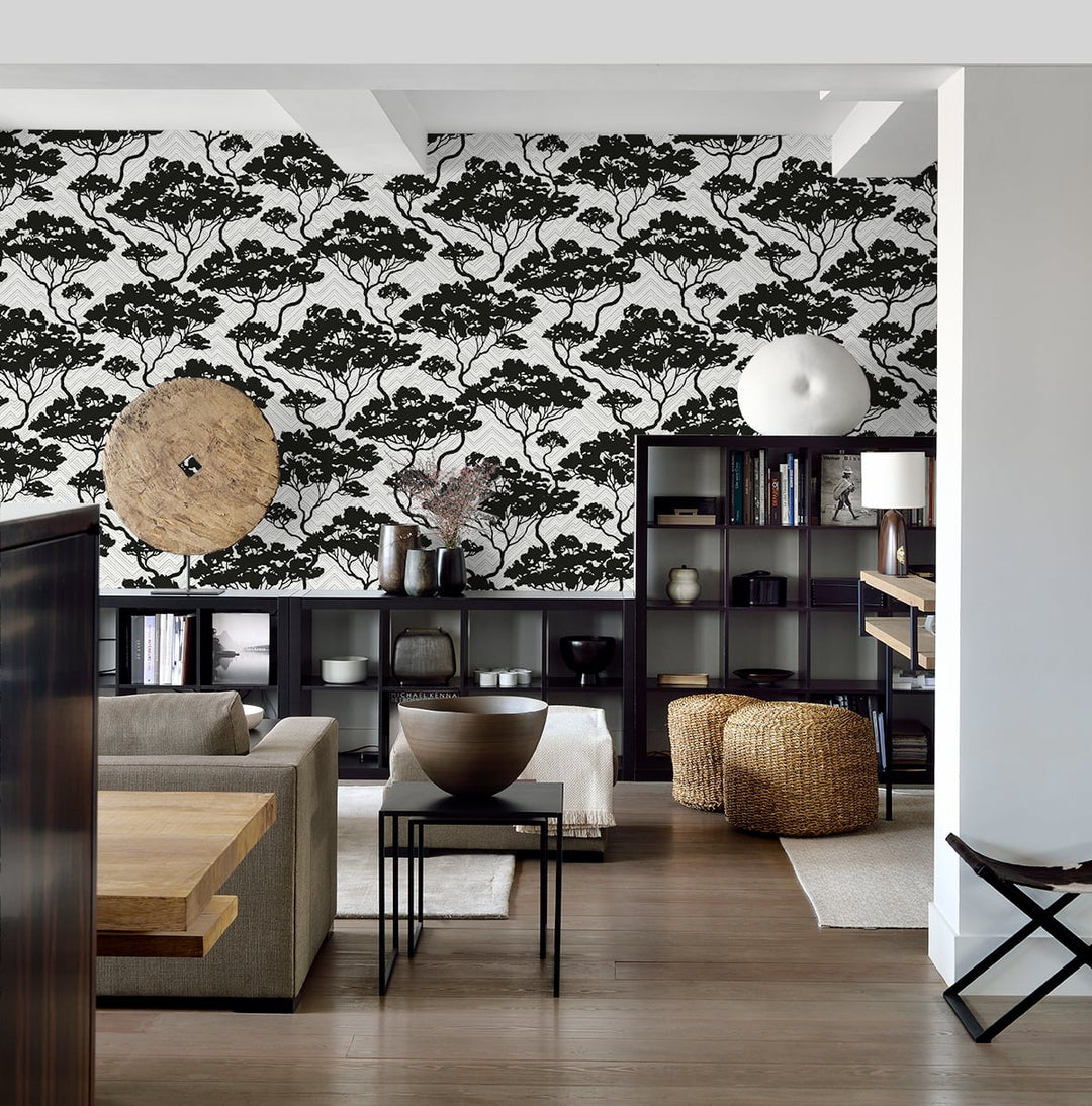 Nara Stringcloth Onyx & Fog JP11700 by Seabrook Designs Designer Wallpaper