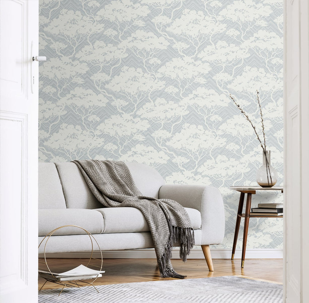 Nara Stringcloth Blue Mist JP11702 by Seabrook Designs Designer Wallpaper