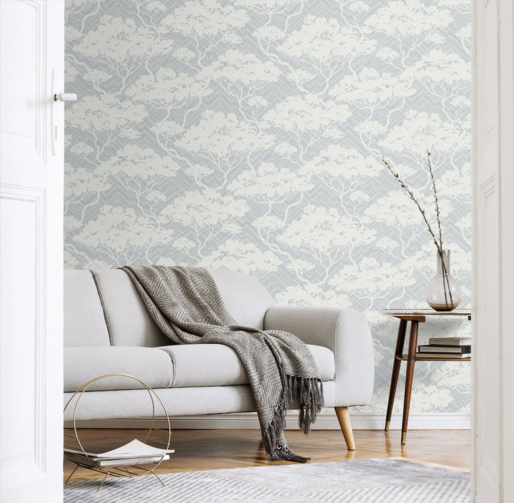 Nara Stringcloth Blue Mist JP11702 by Seabrook Designs Designer Wallpaper