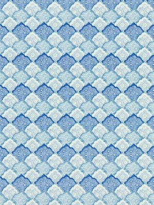 Akira Porcelain Blue JP46600003 by Old World Weavers Designer Fabric MALAY 100% LINEN UNITED KINGDOM LIGHT DUTY Horizontal: 6" and Vertical: 4.25" 51 - Swanky Fabrics -