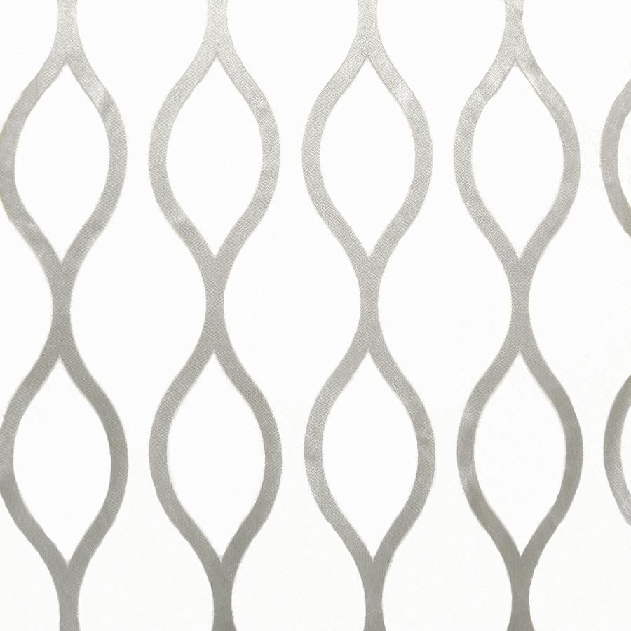 Kennedy # 7602 Silver by Maxwell Designer Fabric Sheer Style 100% POLYESTER TURKEY V-15.4"H-7.9" 118" - Swanky Fabrics -