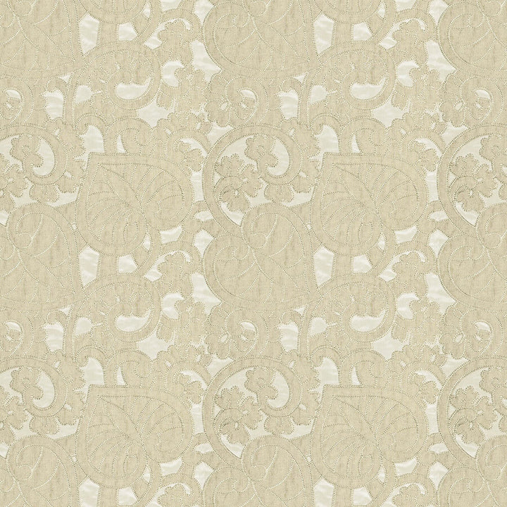 Kabuki 2 Flax by Stout Designer Fabric Rainbow Library Mushroom/Taupe 100% Polyester Embroidery INDIA MARTINDALE WEAR TEST (15 000 CIRCULAR RUBS) Horizontal: 12.5 and Vertical: 12.375 49 in - Swanky Fabrics -