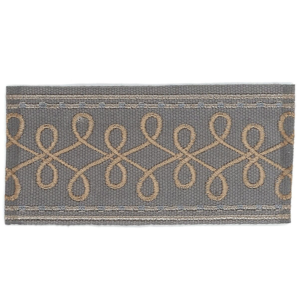 Katherine 2 Pewter by Stout Designer Trim Accents Tapes & Borders 100% Spun Viscose CHINA Horizontal: 1 and Vertical: 0 2 in - Swanky Fabrics -