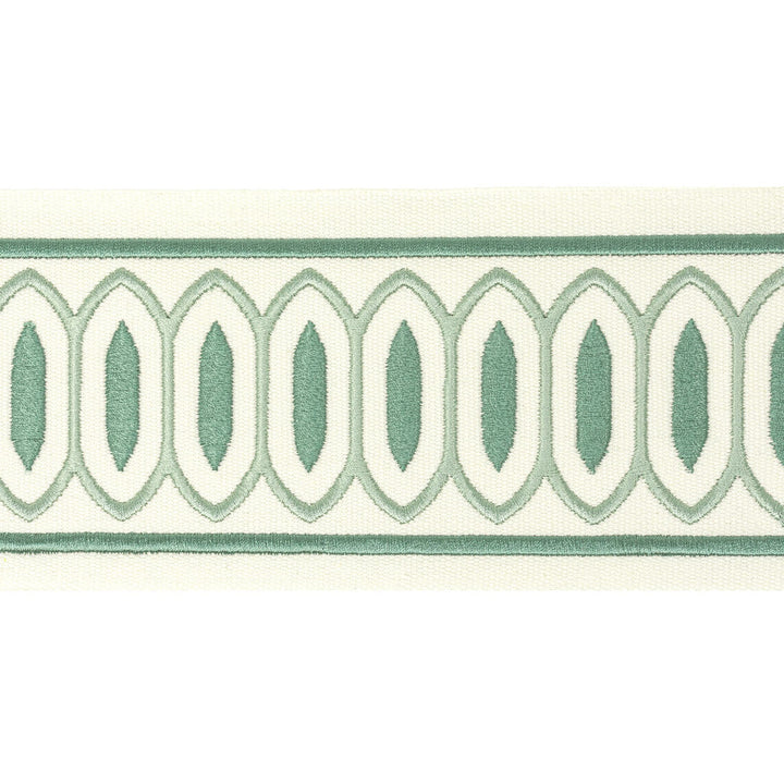Kragon Tape 6 Teal by Stout Trim Stout Trim Kragon Tape 6 TealTrim STITCHED UP TRIM 100%COT %BEMB INDIA </p><p>Repeat: H: 4.000, V: 1.000 4 in - Fabric Carolina -