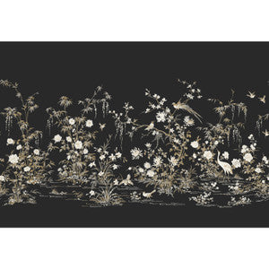 Ronald Redding Wallpaper Flowering Vine Chino Black Wall Mural