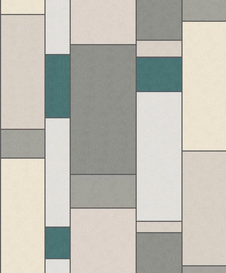 De Stijl Geometric Perry Teal & Frosted Petal KTM1110 by Seabrook Designs Designer Wallpaper