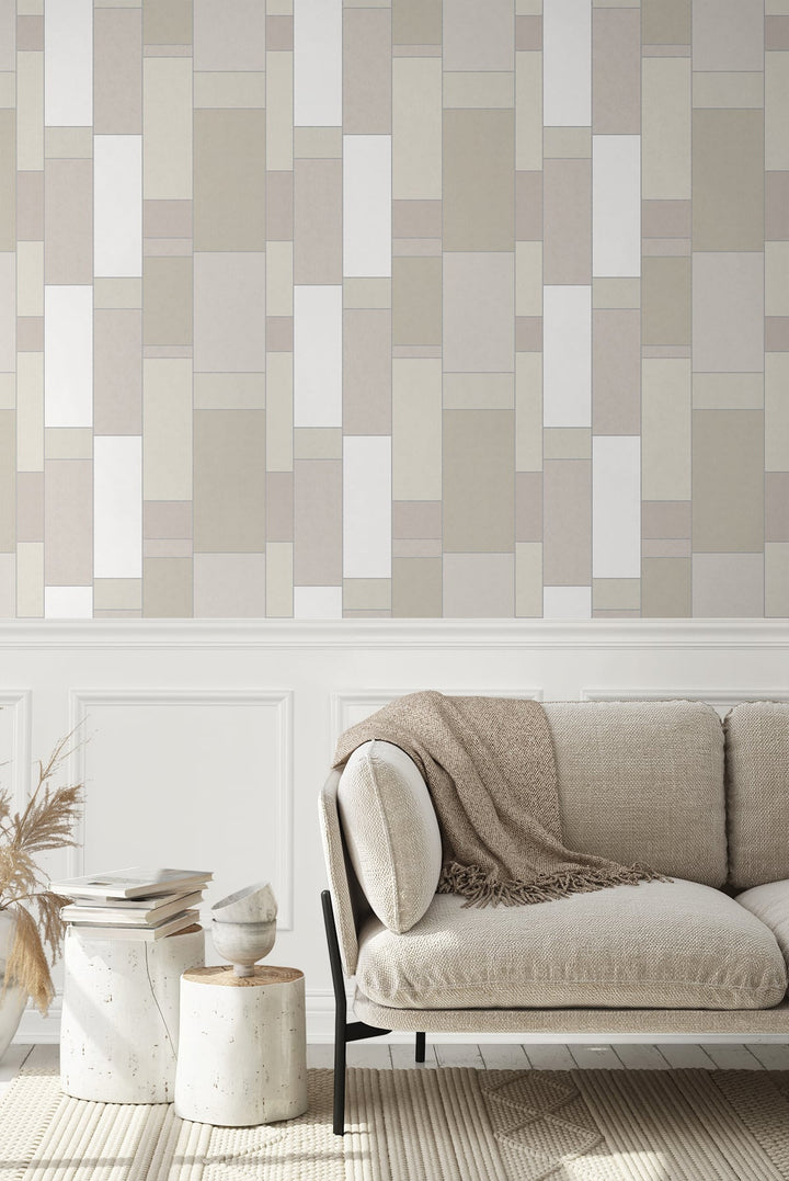 De Stijl Geometric Soft Sage & Metallic Silver KTM1140 by Seabrook Designs Designer Wallpaper