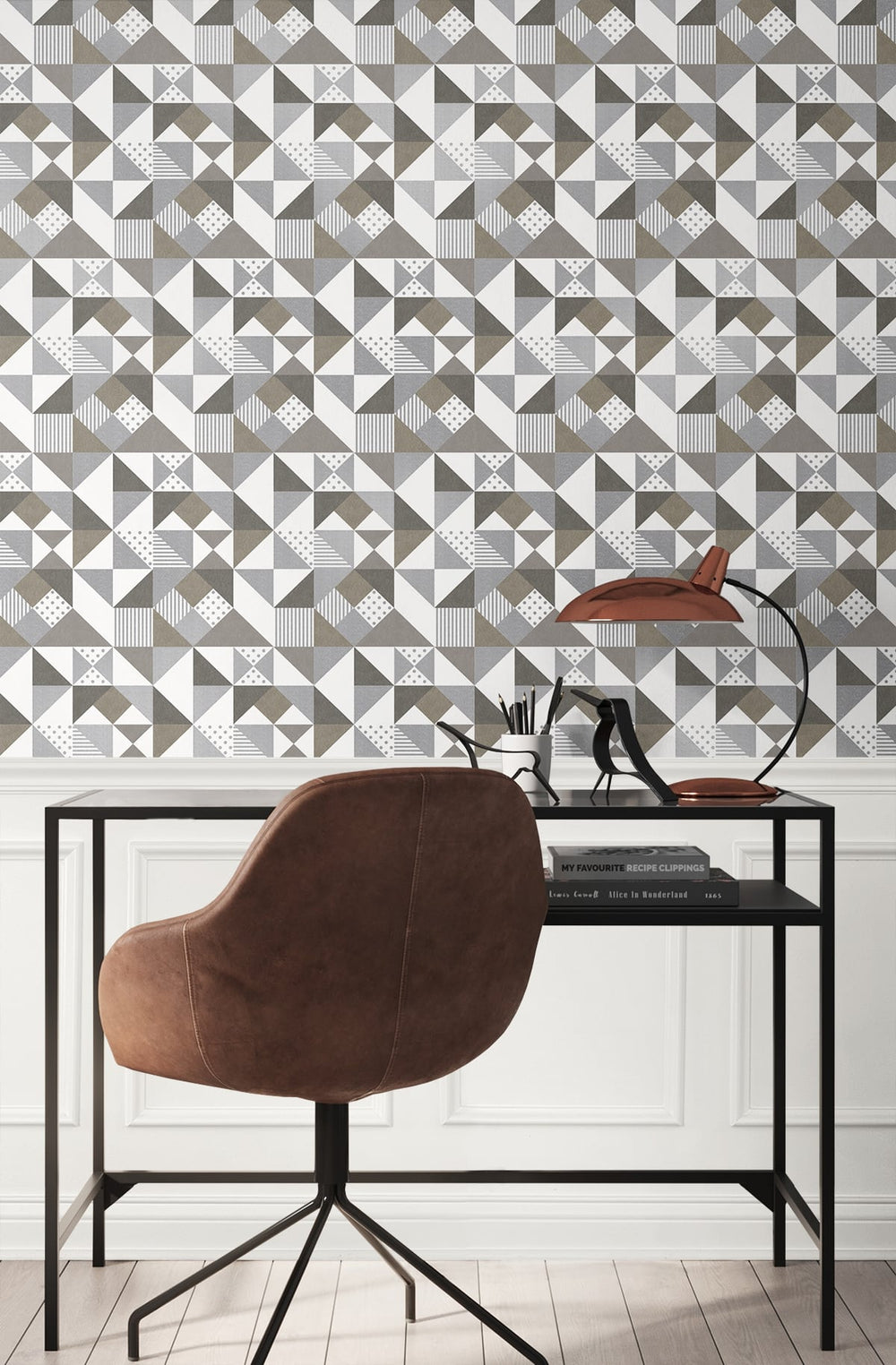 Lozenge Geometric Silver & Antique Bronze KTM1210 by Seabrook Designs Designer Wallpaper
