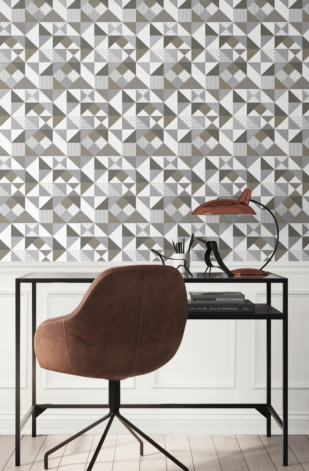 Lozenge Geometric Silver & Antique Bronze KTM1210 by Seabrook Designs Designer Wallpaper