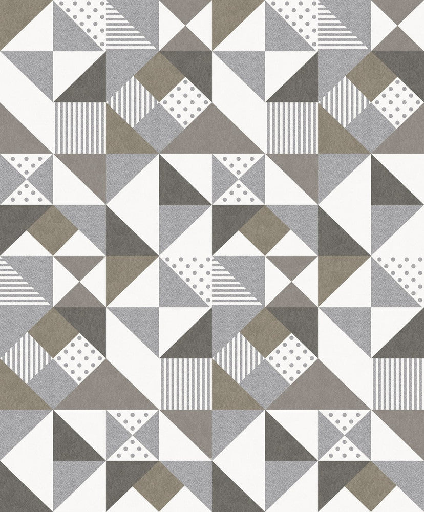Lozenge Geometric Silver & Antique Bronze KTM1210 by Seabrook Designs Designer Wallpaper